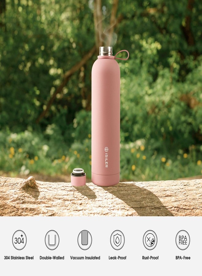 ISILER 1 liters Insulated Bottle, Stainless Steel Thermal Bottle with Silicone Handle, 24 Hours Hot and Cold, Leak Proof, Rust Proof, Vacuum Flask for Office, Home, Gym, Hiking, Trekking, Travelling - Image 2